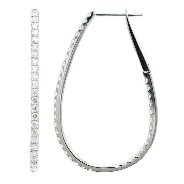 Teardrop Inside-Out Diamond Hoop Earrings