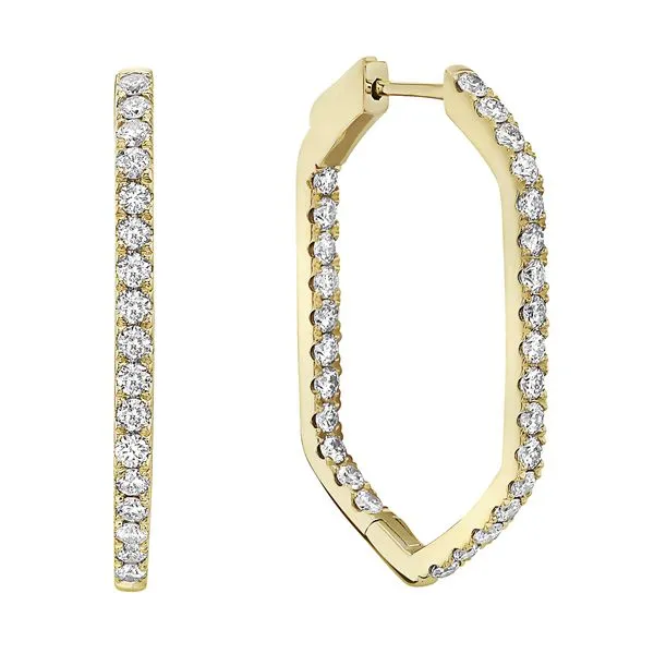 Diamond Hexagon Inside-Out Hoop Earrings