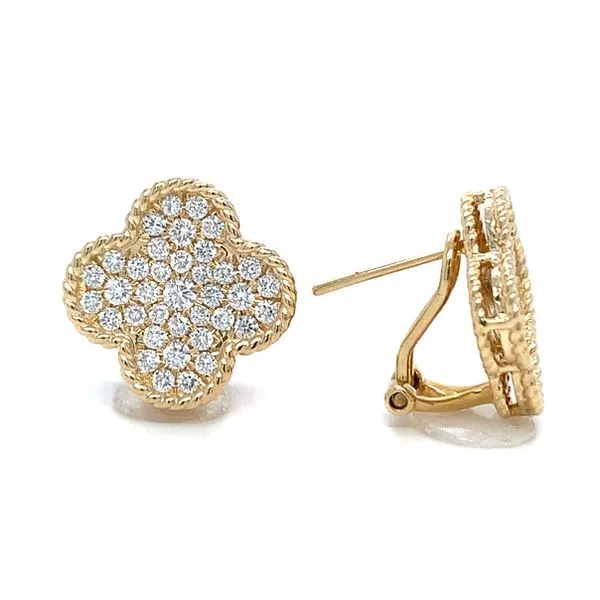 Diamond Pave Clover Stud Earrings