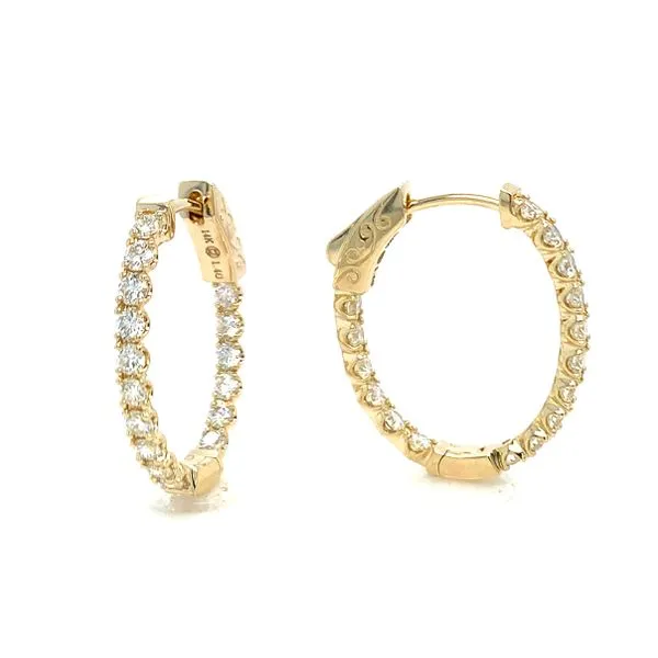Oval Inside-Out Hoop Earrings with Diamonds