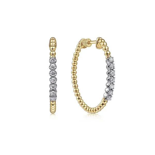 Beaded Diamond Hoop Earrings similar item image