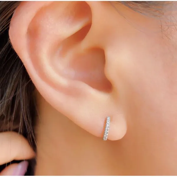 Diamond Huggie Hoops Image 2 Hingham Jewelers Hingham, MA