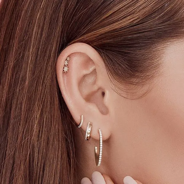 Diamond Mini Huggie Hoops Image 2 Hingham Jewelers Hingham, MA