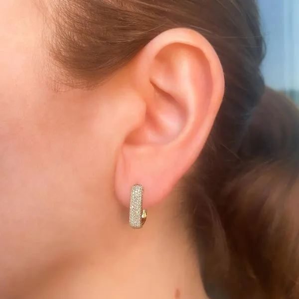 Diamond Pave Rectangular Hoop Earrings Image 2 Hingham Jewelers Hingham, MA