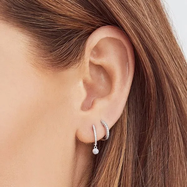 Diamond Huggie Hoop Earrings Image 2 Hingham Jewelers Hingham, MA