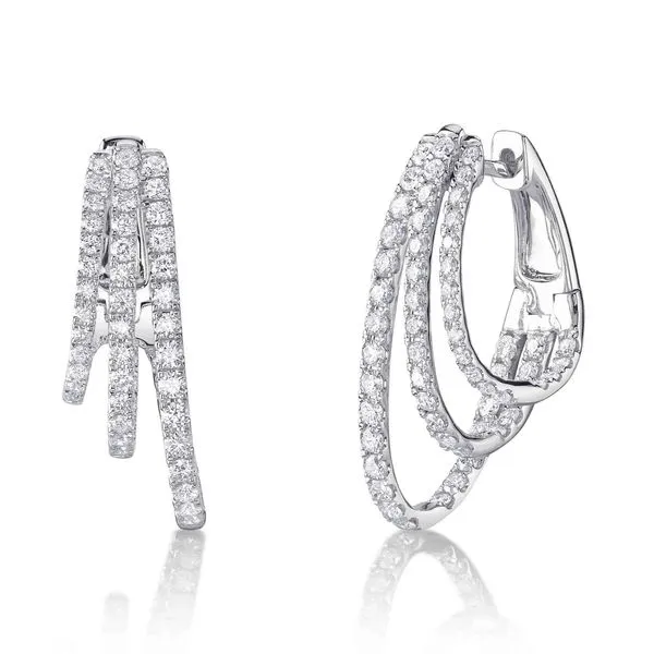 Triple Oval Hoop Earrings with Diamond Pave Hingham Jewelers Hingham, MA