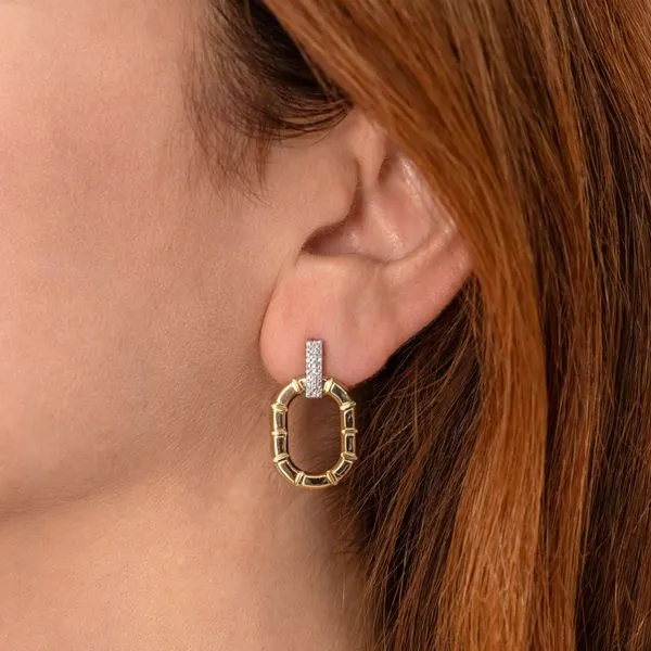 Diamond Pave Oval Drop Earrings Image 2 Hingham Jewelers Hingham, MA