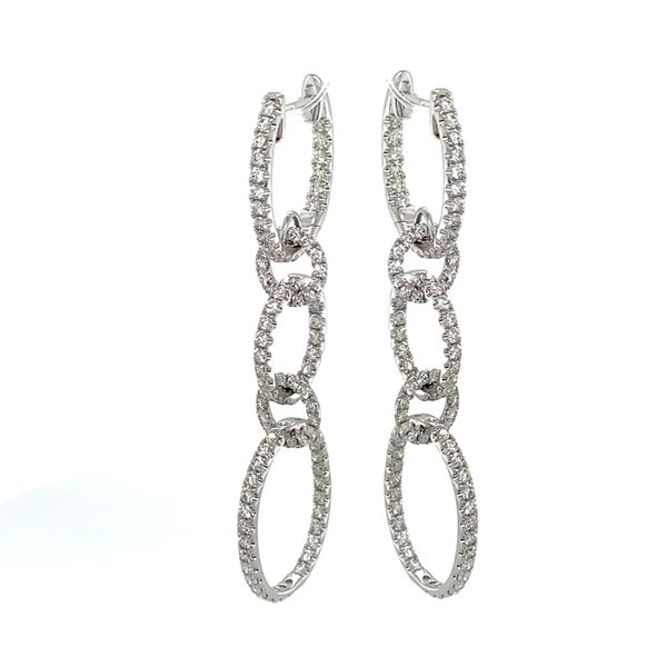 Oval and Round Link Diamond Pave Dangle Earrings Hingham Jewelers Hingham, MA