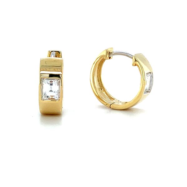 Emerald Cut Diamond Huggie Hoop Earrings Hingham Jewelers Hingham, MA