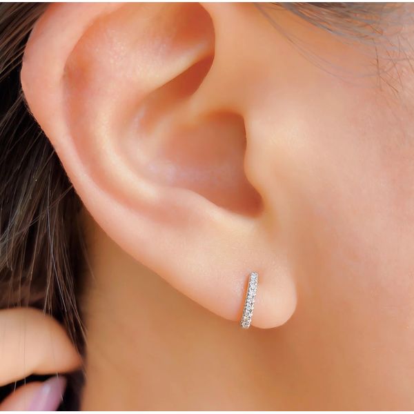 Diamond Huggie Hoops Image 2 Hingham Jewelers Hingham, MA