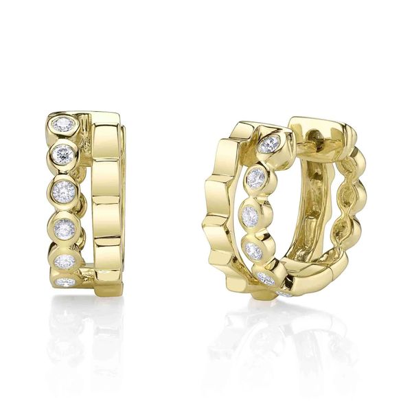 Double Huggie Hoop Earrings with Diamonds Hingham Jewelers Hingham, MA