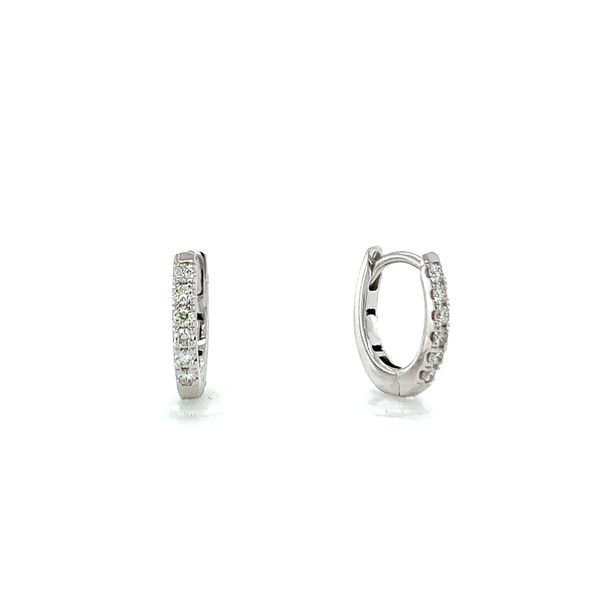 Diamond Oval Huggie Hoop Earrings Hingham Jewelers Hingham, MA
