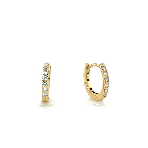 Diamond Oval Huggie Hoop Earrings Hingham Jewelers Hingham, MA