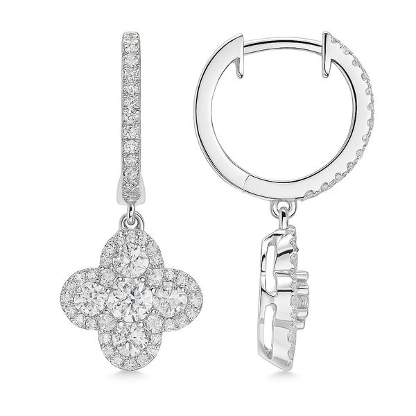 Diamond Pave Clover Drop Dangle Earrings Hingham Jewelers Hingham, MA
