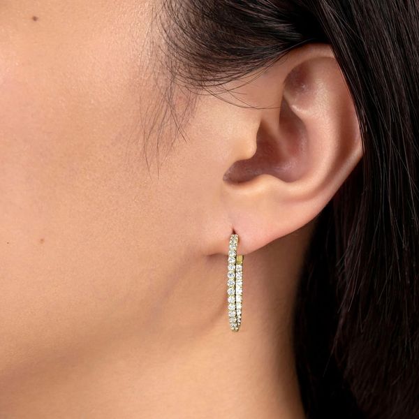 Inside-Out Diamond Hoop Earrings Image 2 Hingham Jewelers Hingham, MA
