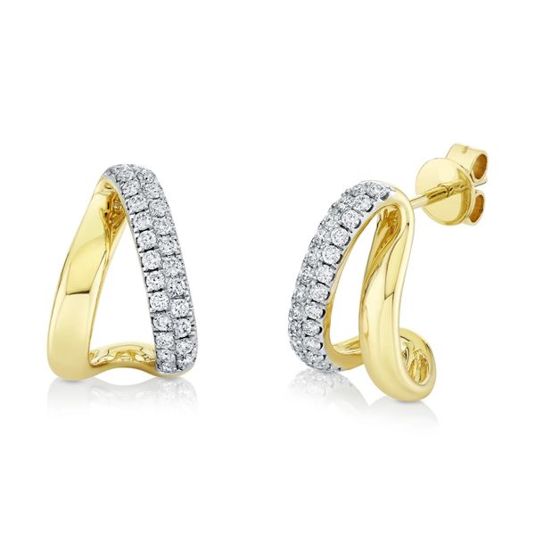 Diamond Pave J Hoop Earrings Hingham Jewelers Hingham, MA