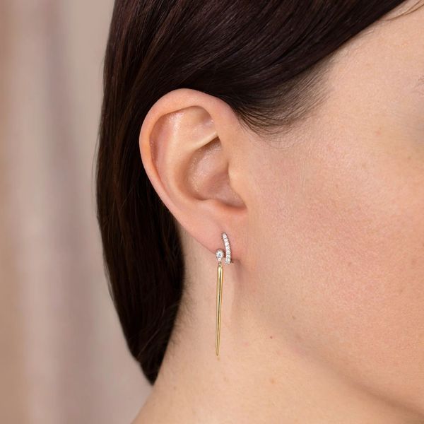 Two-Tone Diamond Pave Spike Dangle Earrings Image 2 Hingham Jewelers Hingham, MA