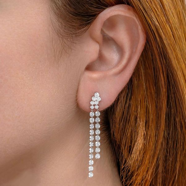 Diamond Cascade Dangle Earrings Image 2 Hingham Jewelers Hingham, MA