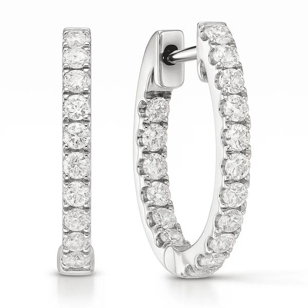 Diamond Inside-Out Oval Hoop Earrings Hingham Jewelers Hingham, MA