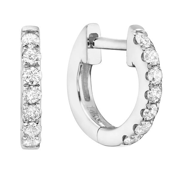 Diamond Huggie Hoop Earrings Hingham Jewelers Hingham, MA