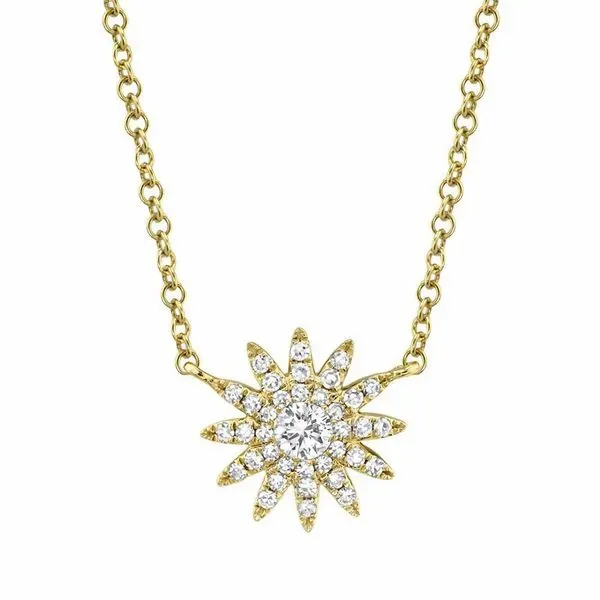 Diamond Pave Sunburst Necklace Hingham Jewelers Hingham, MA