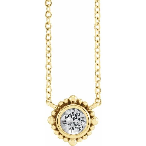 Beaded Bezel Diamond Necklace Hingham Jewelers Hingham, MA