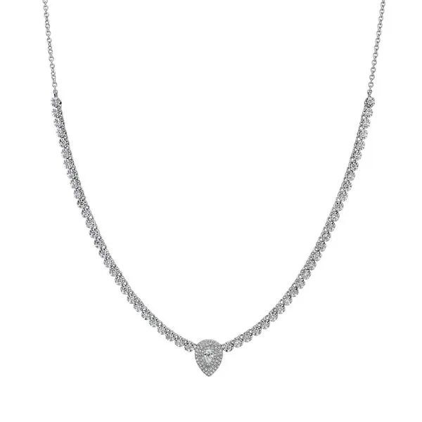 Pear Halo Diamond Necklace Hingham Jewelers Hingham, MA