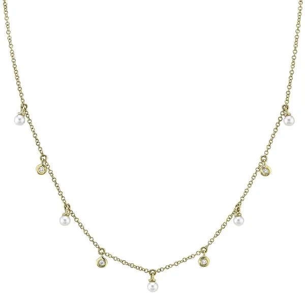 Pearl and Diamond Drop Necklace Hingham Jewelers Hingham, MA