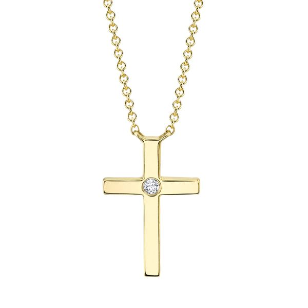 Polished Cross with Diamond Necklace Hingham Jewelers Hingham, MA