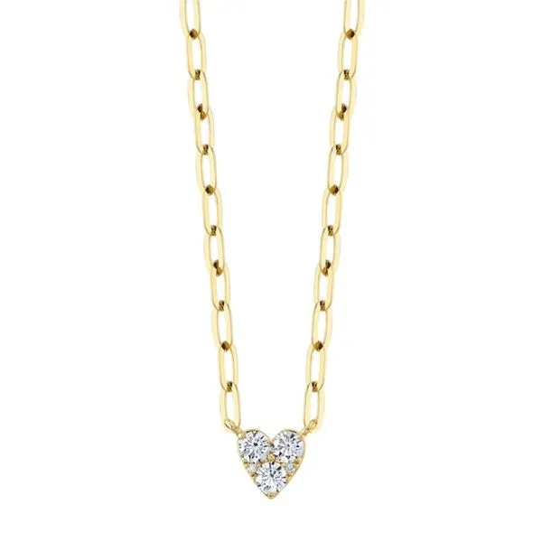 Paperclip Chain and Pave Heart Necklace Hingham Jewelers Hingham, MA