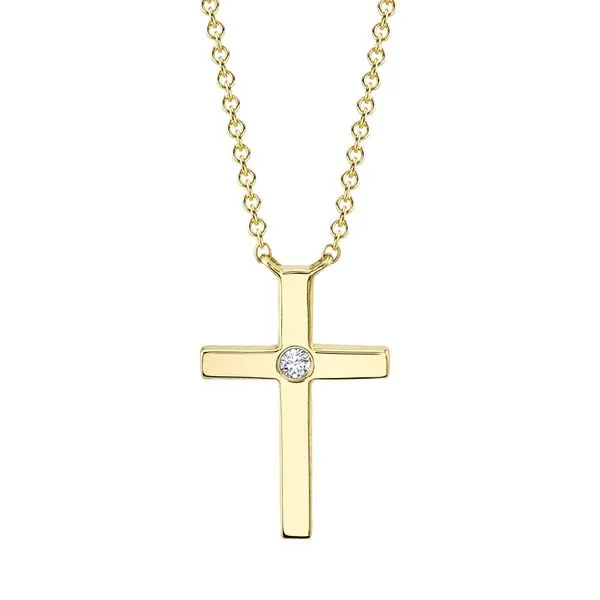 Polished Cross with Diamond Necklace Hingham Jewelers Hingham, MA