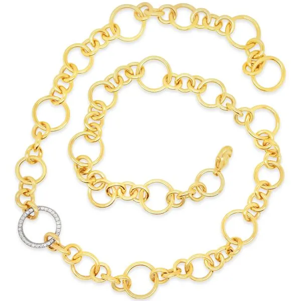 Multi-Size Circle Link Necklace with Diamonds Hingham Jewelers Hingham, MA