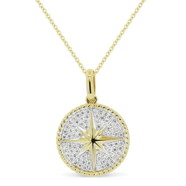 Diamond Pave Compass Rose Pendant Necklace Hingham Jewelers Hingham, MA