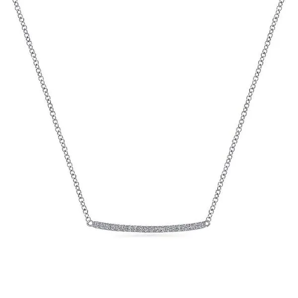 Curved Pave Diamond Bar Necklace Hingham Jewelers Hingham, MA