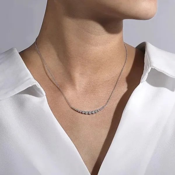 Curved Diamond Bar Necklace Image 3 Hingham Jewelers Hingham, MA