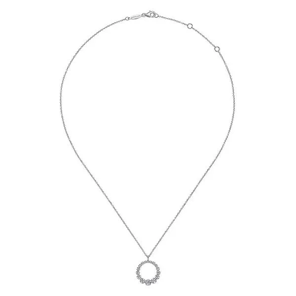 Graduated Diamond Circle Pendant Necklace Image 2 Hingham Jewelers Hingham, MA