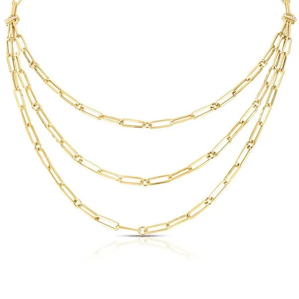 Triple Row Paperclip Link Bib Necklace Hingham Jewelers Hingham, MA