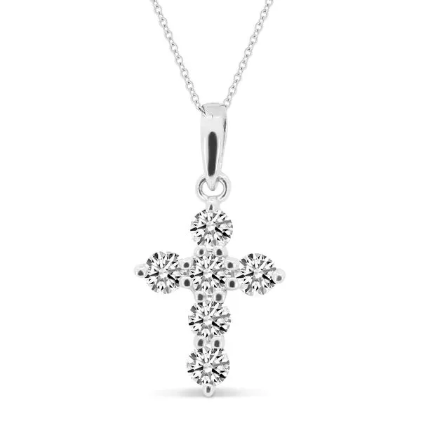 Petite Diamond Cross Pendant Necklace Hingham Jewelers Hingham, MA