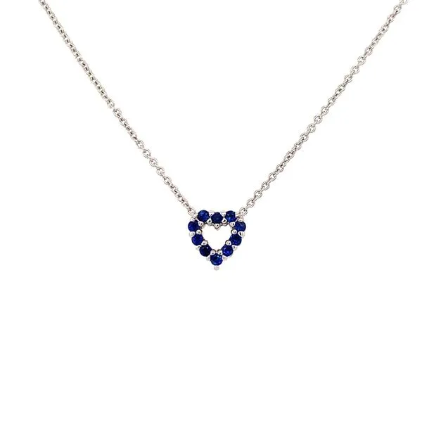 Tiny Treasures Reversible Sapphire and Diamond Heart Necklace Hingham Jewelers Hingham, MA