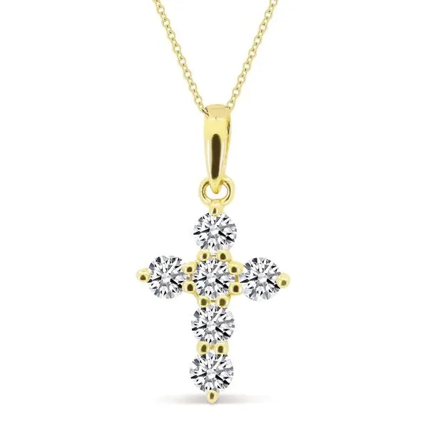Petite Diamond Cross Pendant Necklace Hingham Jewelers Hingham, MA