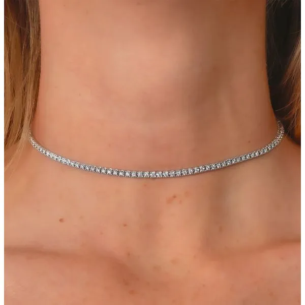 Diamond Choker Length Tennis Necklace Image 2 Hingham Jewelers Hingham, MA
