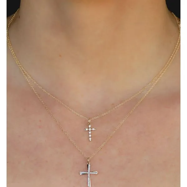 Diamond Cross Pendant Necklace Image 2 Hingham Jewelers Hingham, MA
