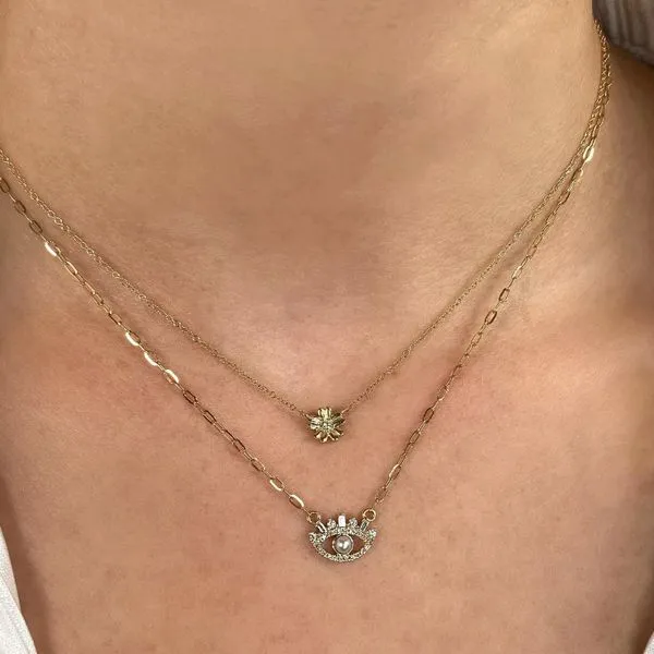 Diamond Daisy Pendant Necklace Image 2 Hingham Jewelers Hingham, MA