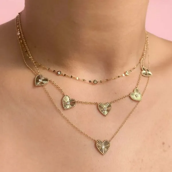 Fluted Heart Pendant Necklace Image 2 Hingham Jewelers Hingham, MA