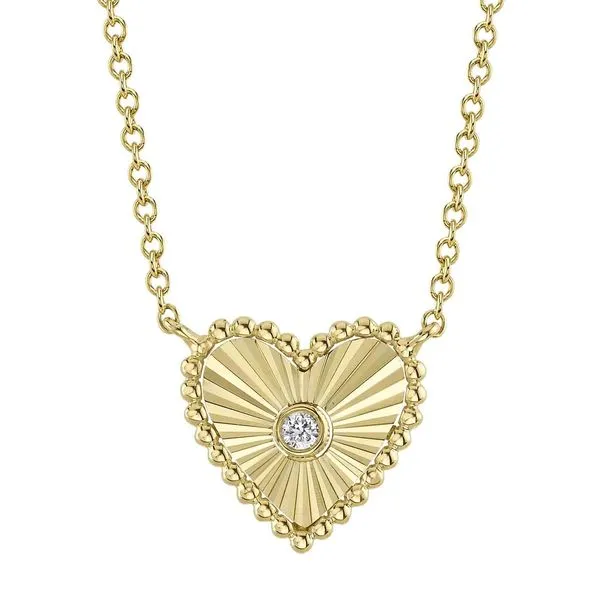 Fluted Heart Pendant Necklace Hingham Jewelers Hingham, MA