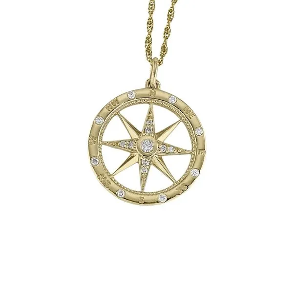 Compass Rose with Diamonds Pendant Necklace Hingham Jewelers Hingham, MA
