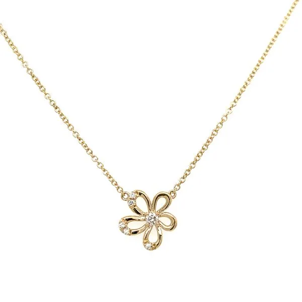 Diamond Accented Flower Pendant Necklace Hingham Jewelers Hingham, MA
