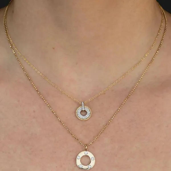 Diamond Pave Circle Pencandt Necklace Image 2 Hingham Jewelers Hingham, MA