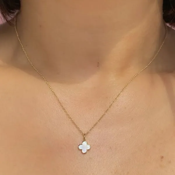 Mother of Pearl Clover Pendant Necklace Image 2 Hingham Jewelers Hingham, MA
