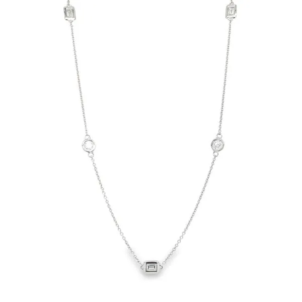 Baguette and Round Diamond by the Yard Necklace